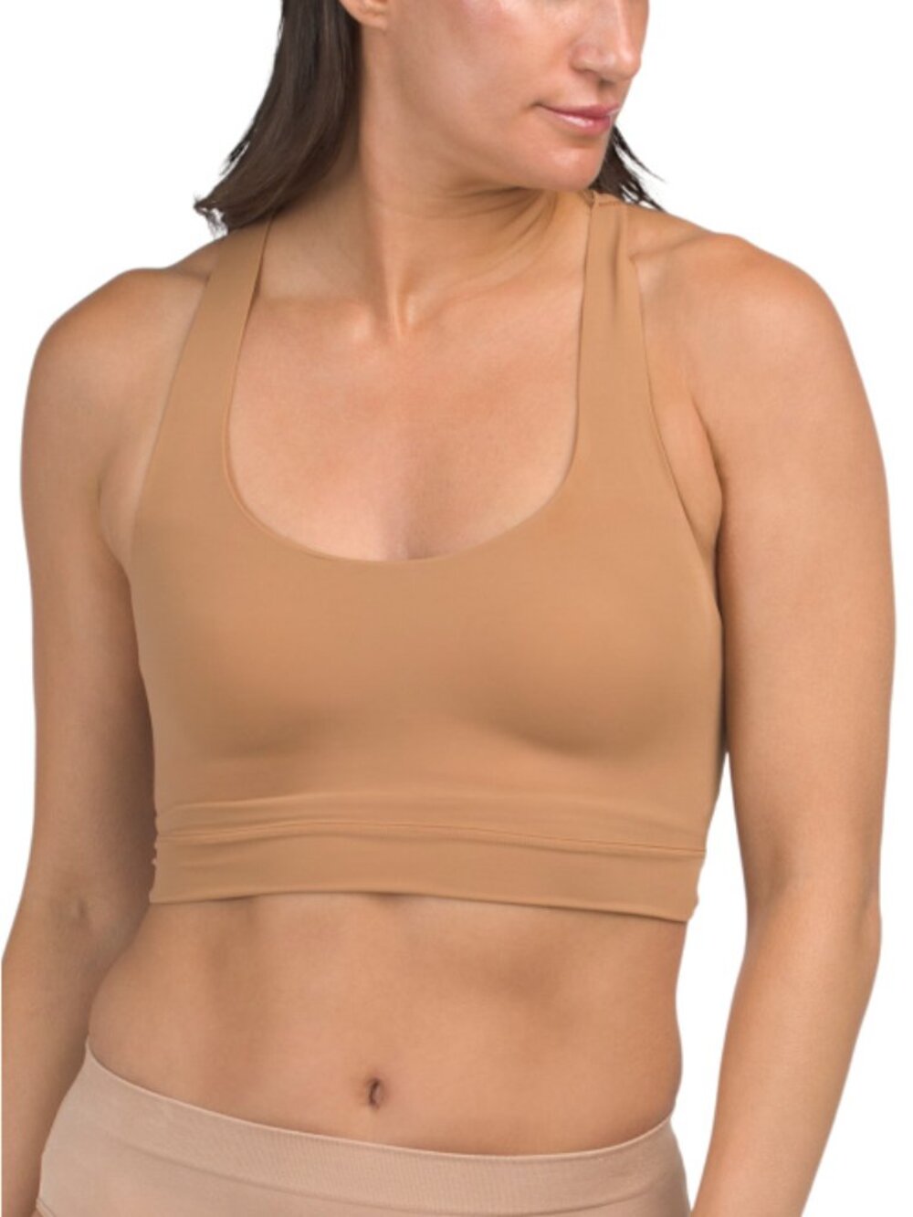 True & Co True Body Athleisure Racerback Bra Top Bronzed NEW Brown Tan XS